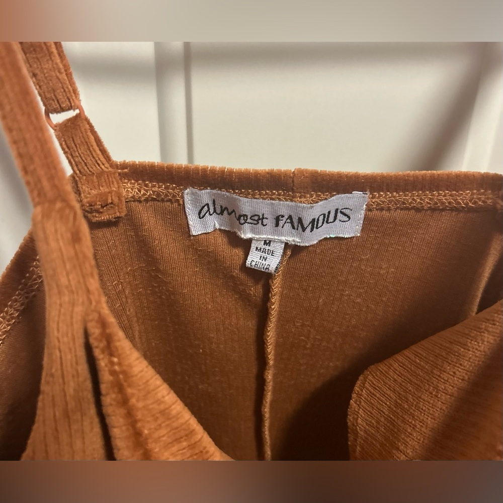 Almost Famous Tan Ribbed Slip Mini Dress - Picture 3 of 4